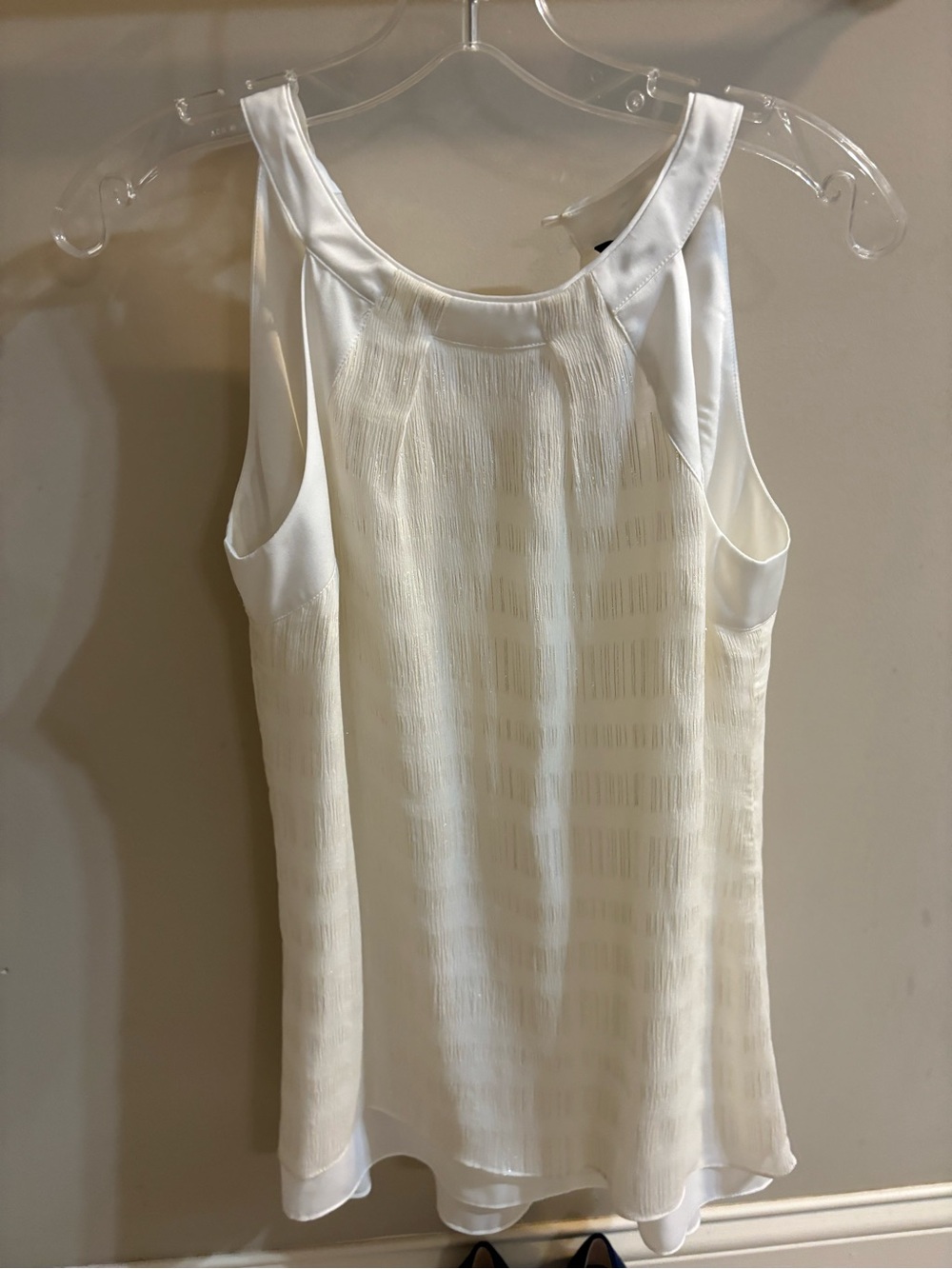 Cream sparkle sleeveless dress top